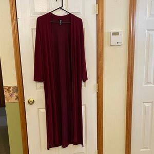 24/7 Comfort Apparel Rich Red Open Cardigan